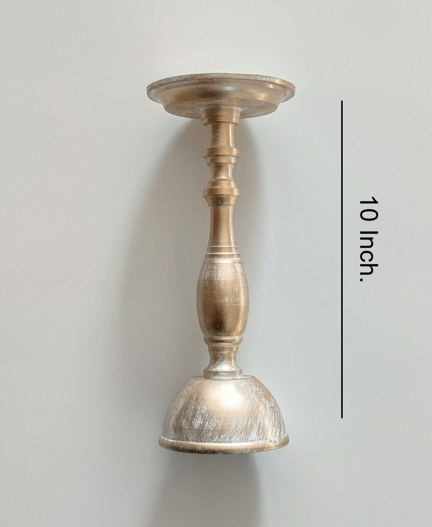 Elegant Aluminium Pillar Candle Holders - Set of 2