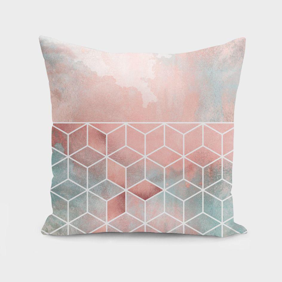 Rose Clouds And Cubes Cushion/Pillow