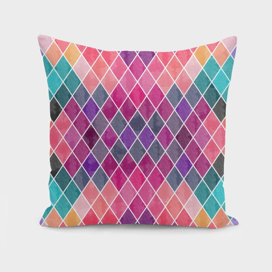 Watercolor Geometric Patterns II Cushion/Pillow