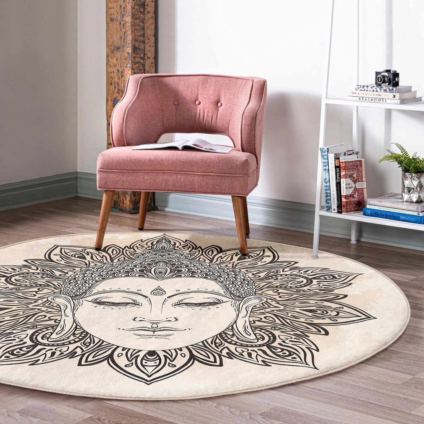 Meditation Room Decor Round Rug, Yoga Room Circle Carpet, Spiritual