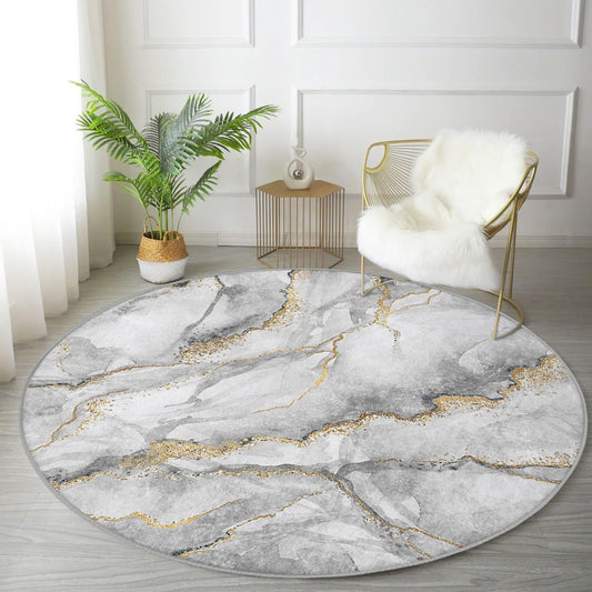 Marble Patterned Round Rug, Marble Design Decorative Circle Carpet,