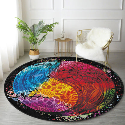 Colorful Round Rug, Living Room Area Rug, Bedroom Circle Carpet,