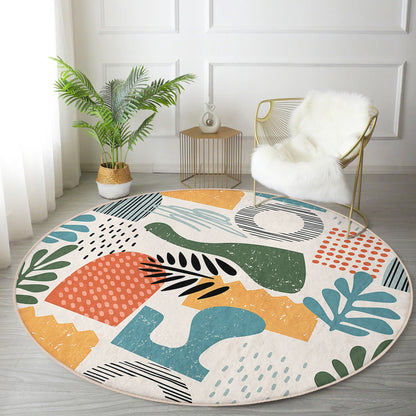 Abstract Circle Carpet, Boho Round Rug, Bohemian Room Decorative Floor