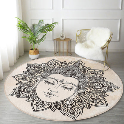 Meditation Room Decor Round Rug, Yoga Room Circle Carpet, Spiritual