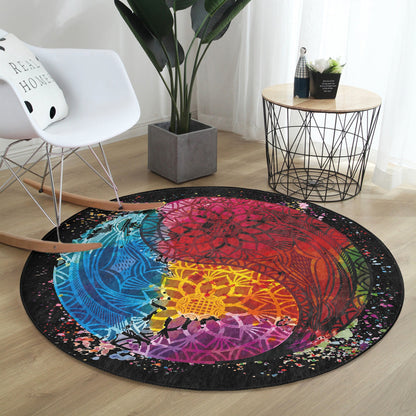 Colorful Round Rug, Living Room Area Rug, Bedroom Circle Carpet,