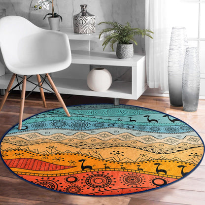 Abstract Circle Carpet, Abstract Round Rug, Bedroom Decorative Floor