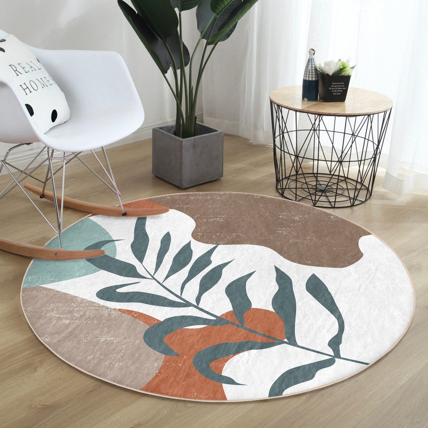 Abstract Circle Carpet, Abstract Round Rug, Minimalist Decorative Area