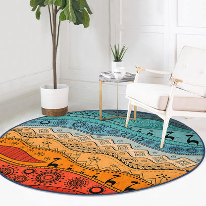 Abstract Circle Carpet, Abstract Round Rug, Bedroom Decorative Floor