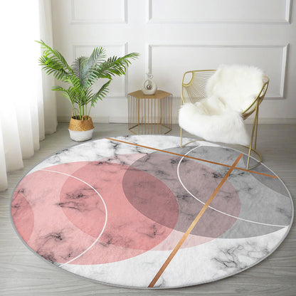 Abstract Living Room Round Rug, Decorative Minimalist Circle Carpet,