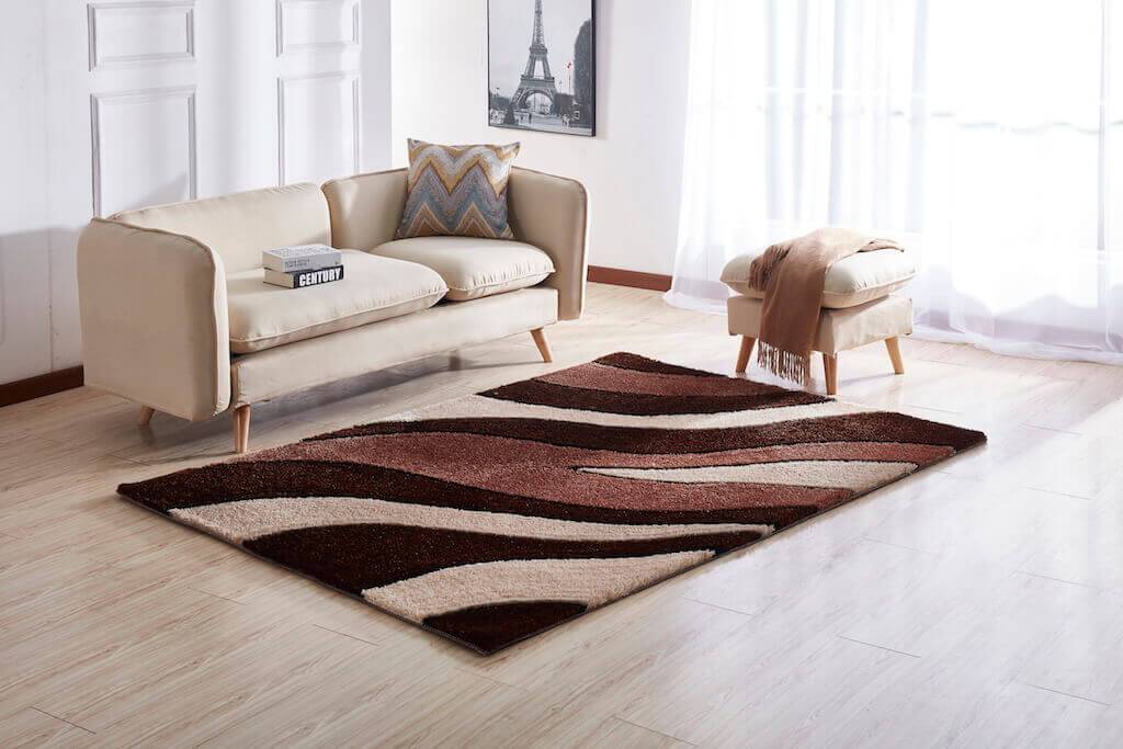 Aria Brown & Beige Soft Pile Shaggy Area Rug