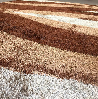 Aria Beige & Brown Soft Pile Shaggy Area Rug