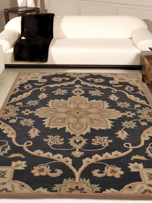 Glitzy Rugs UBSK00687T0006A17 9 x 12 ft. Hand Tufted Wool Floral Recta