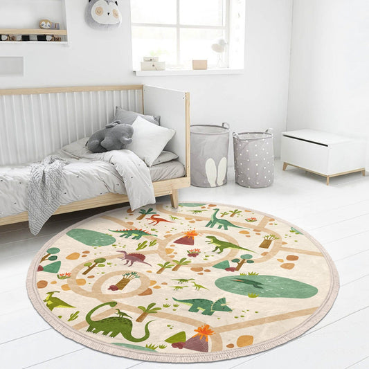 Dinosaur Kids Room Area Rug, Dinosaur Printed Nursery Room Rug, Non