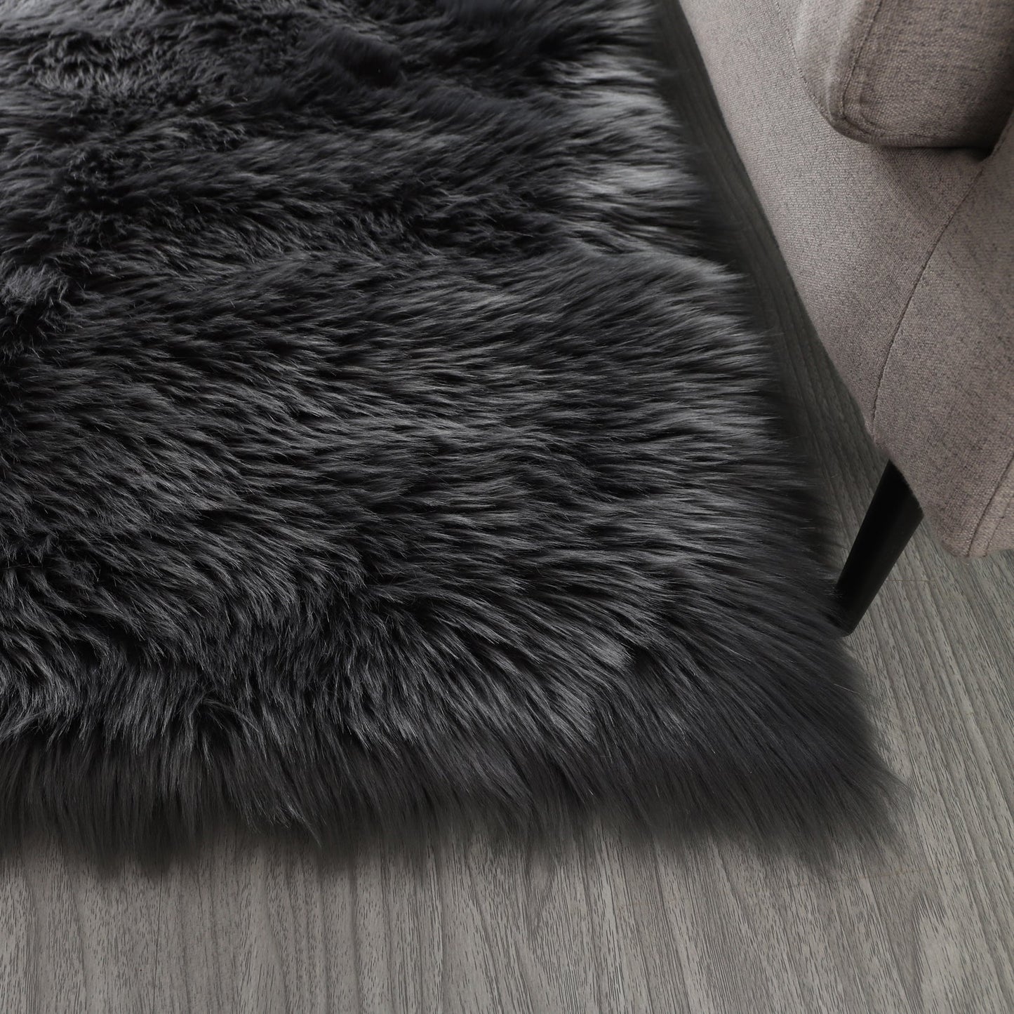 Cozy Ultra Soft Fluffy Faux Fur Grey Area Rug