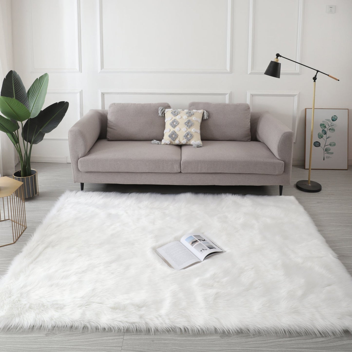 Cozy Ultra Soft Fluffy Faux Fur White Area Rug