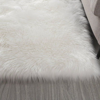 Cozy Ultra Soft Fluffy Faux Fur White Area Rug