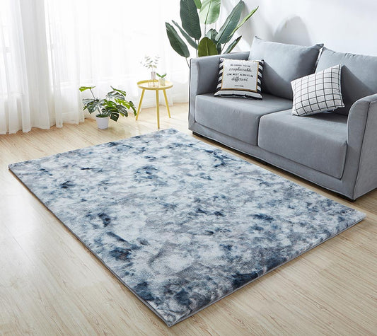 Lily Luxury Grey Tie-Die Chinchilla Faux Fur Area Rug