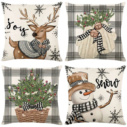 Christmas Pillow Cover Snowman Elk Pillow