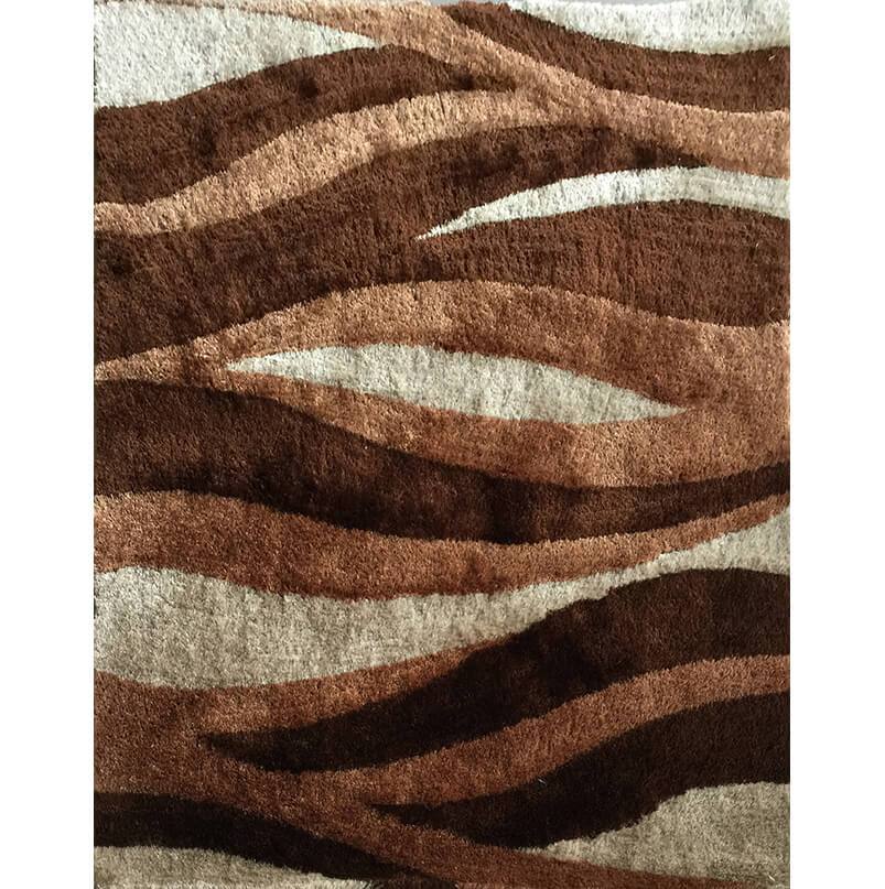 Aria Beige & Brown Soft Pile Shaggy Area Rug