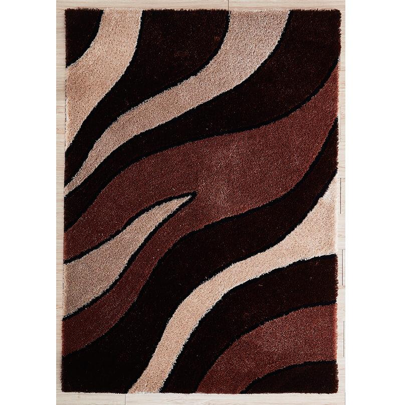 Aria Brown & Beige Soft Pile Shaggy Area Rug