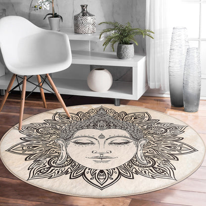 Meditation Room Decor Round Rug, Yoga Room Circle Carpet, Spiritual