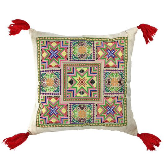 Boho Needlepoint Tassel Cushion Cover