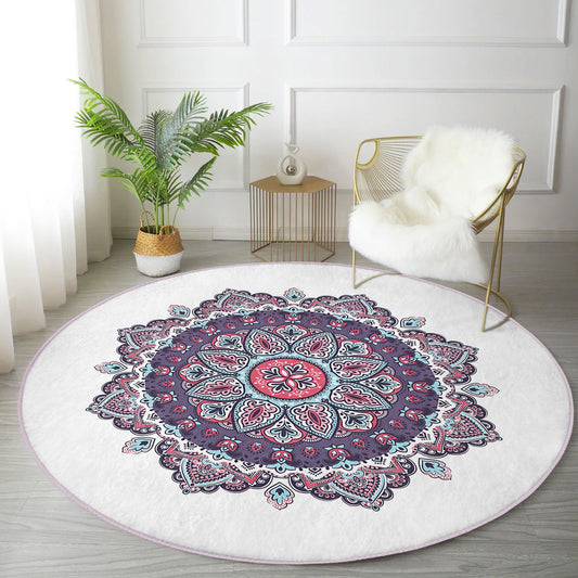 Mandala Yoga Room Round Rug, Meditation Room Circle Carpet, Non Slip