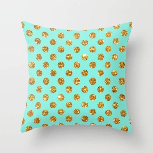 Chic Gold Glitter Polka Dots Pattern Cushion/Pillow