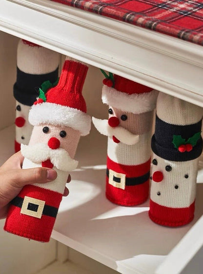 Cute Knitted Christmas Wine Bottle Cover Sleeves Set of 3 Pcs ( $10