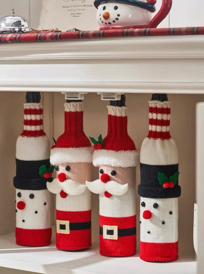 Cute Knitted Christmas Wine Bottle Cover Sleeves Set of 3 Pcs ( $10