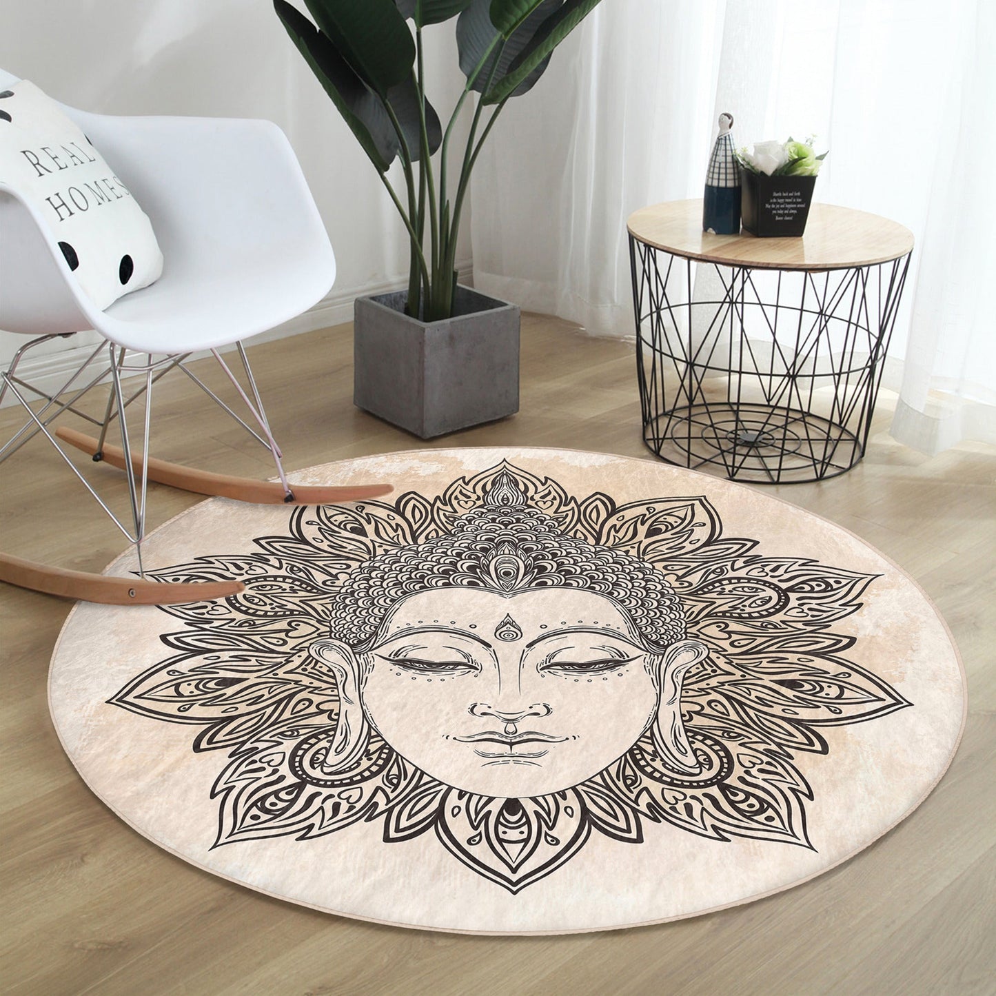 Meditation Room Decor Round Rug, Yoga Room Circle Carpet, Spiritual