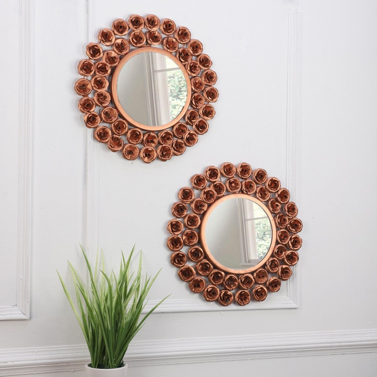 Set of 2 Romantic Rose Mirrors