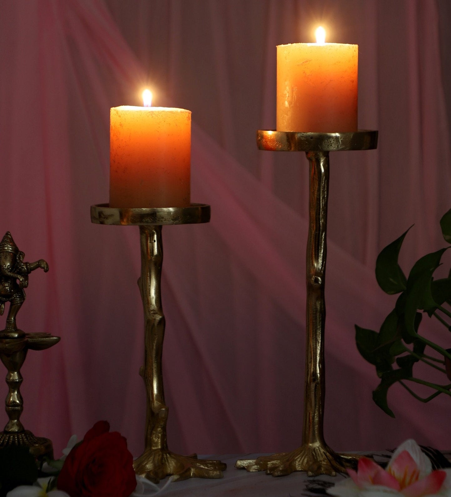 Modern Aluminum Candle Stand Set of 2