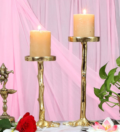 Modern Aluminum Candle Stand Set of 2