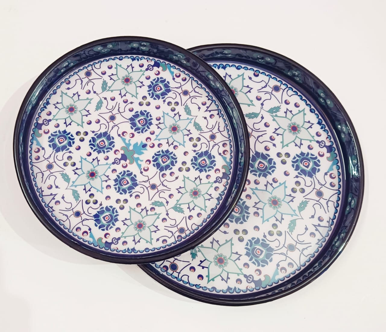 Elegant Set of 2 Printed Serving Trays