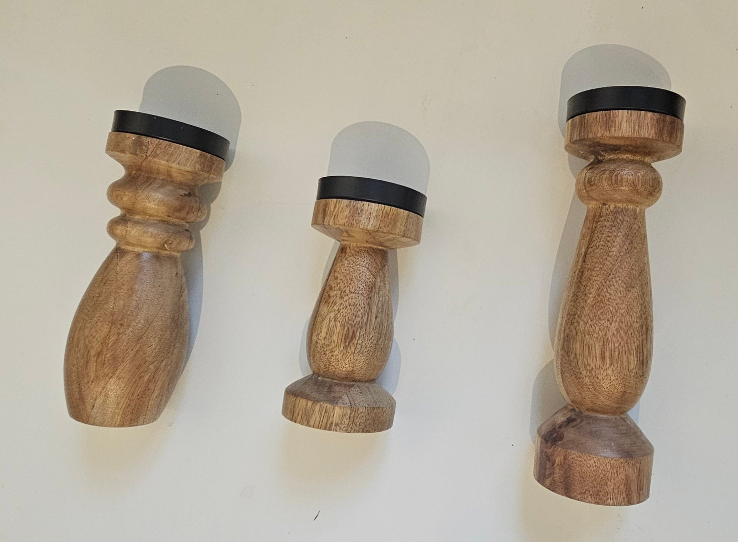 Handcrafted Wood Candle Holders - Set of 3