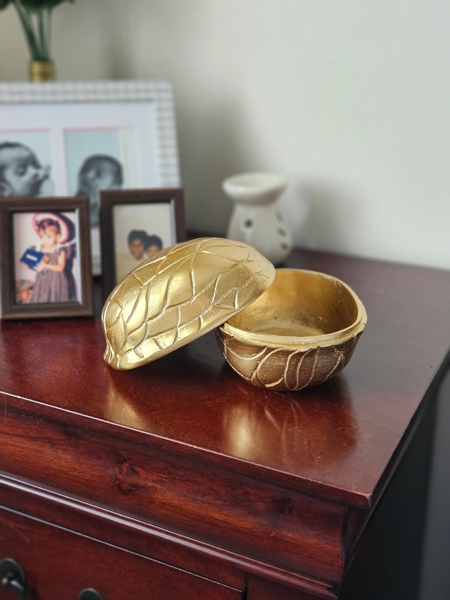 Elegant Walnut Shape Box for Storage